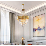 Đèn chùm pha lê 7 tầng viền vàng đường kính 1 mét x thả 1.8 mét TPL88198T1000