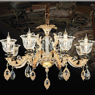 Đèn Chùm pha lê 8 chao thủy tinh cổ điển CNQT-383 Ø870xC570