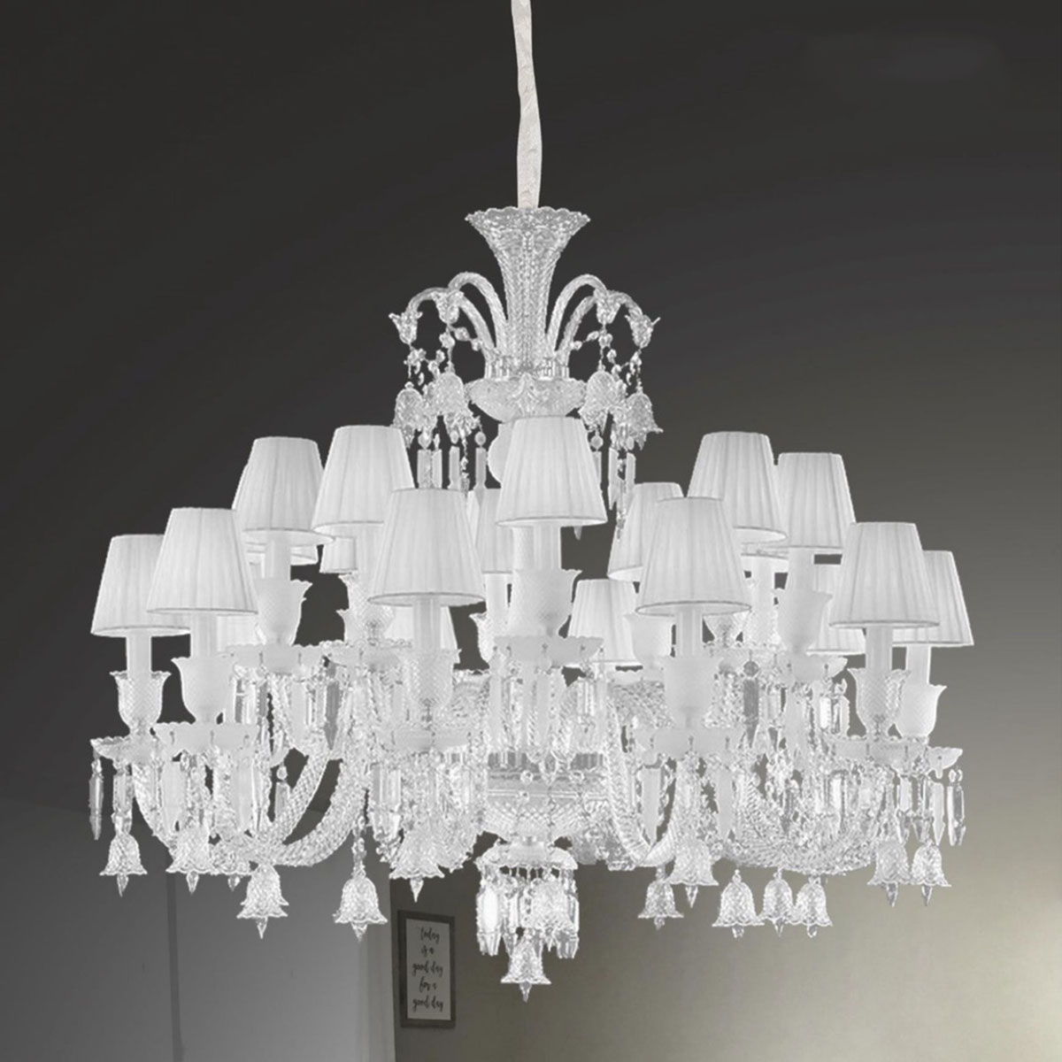 Đèn Chùm Pha Lê 20 chụp vải đường kính 1 mét TPL8088-800 Ø1000 