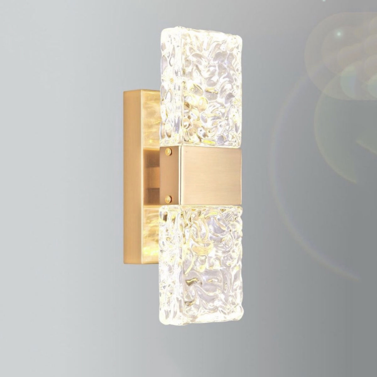 Đèn led gắn tường pha lê thân thép xi màu đồng VPL-2564 W95xH295