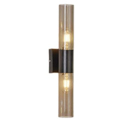 Đèn gắn tường ống thuỷ tinh màu trà thân đen dài 43cm VL-4733/Đ