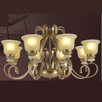 Đèn Chùm thân màu đồng 8 bông hoa T-5057/8