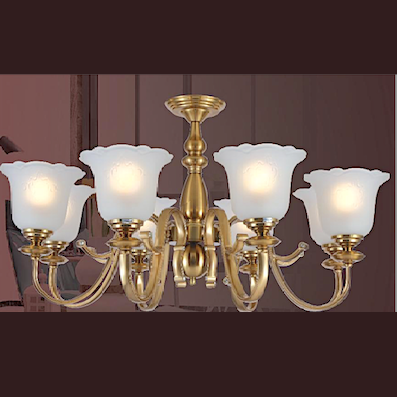 Đèn Chùm thân màu đồng 8 bông hoa T-5045/8