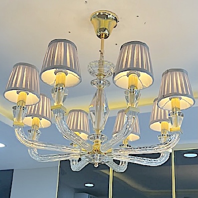 Đèn Chùm 8 chụp vải thân pha lê đường kính  74cm DC8898T8