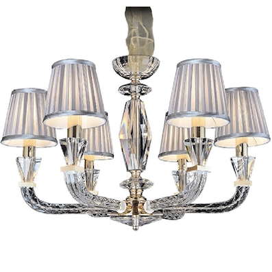 Đèn Chùm 6 chụp vải thân pha lê đường kính 64cm DC8898T6