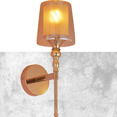 Đèn gắn tường thân vàng đồng, chụp thuỷ tinh cao36cm VL-4809