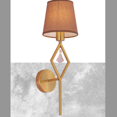 Đèn gắn tường thân vàng đồng, chụp vải cao 48cm VL-4810