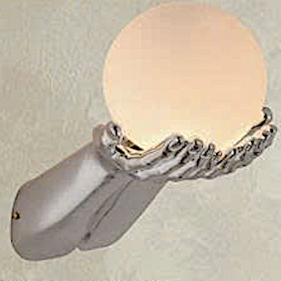 Đèn gắn tường đôi bàn tay bạc nâng quả cầu trắng GT-421-26