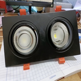 Đèn Led Âm Trần đôi vỏ màu đen Led COB 12W x 2 MDL-018