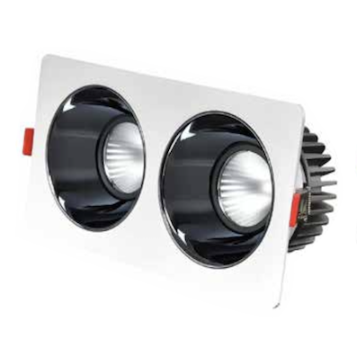 Đèn Downlight Âm Trần đôi thân trắng Led COB chống chói 12Wx2, 3 chế độ màu