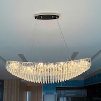 Đèn Thả Pha Lê chiếc thuyền (vầng trăng khuyết) led 3 màu dài 1.5 mét TPL021