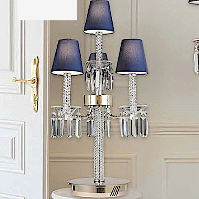 Đèn đứng để bàn 4 chụp vải đính pha lê cao 77cm DB8119T4