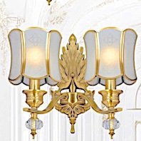 Đèn Tường đồng 2 chụp thuỷ tinh phong cách cổ điển VĐ-0558/2